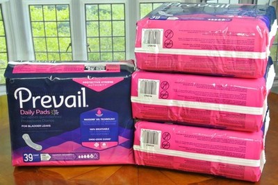 Prevail Maximum Long 13'' Incontinence Bladder Control Absorbency 156 Pads 39x4