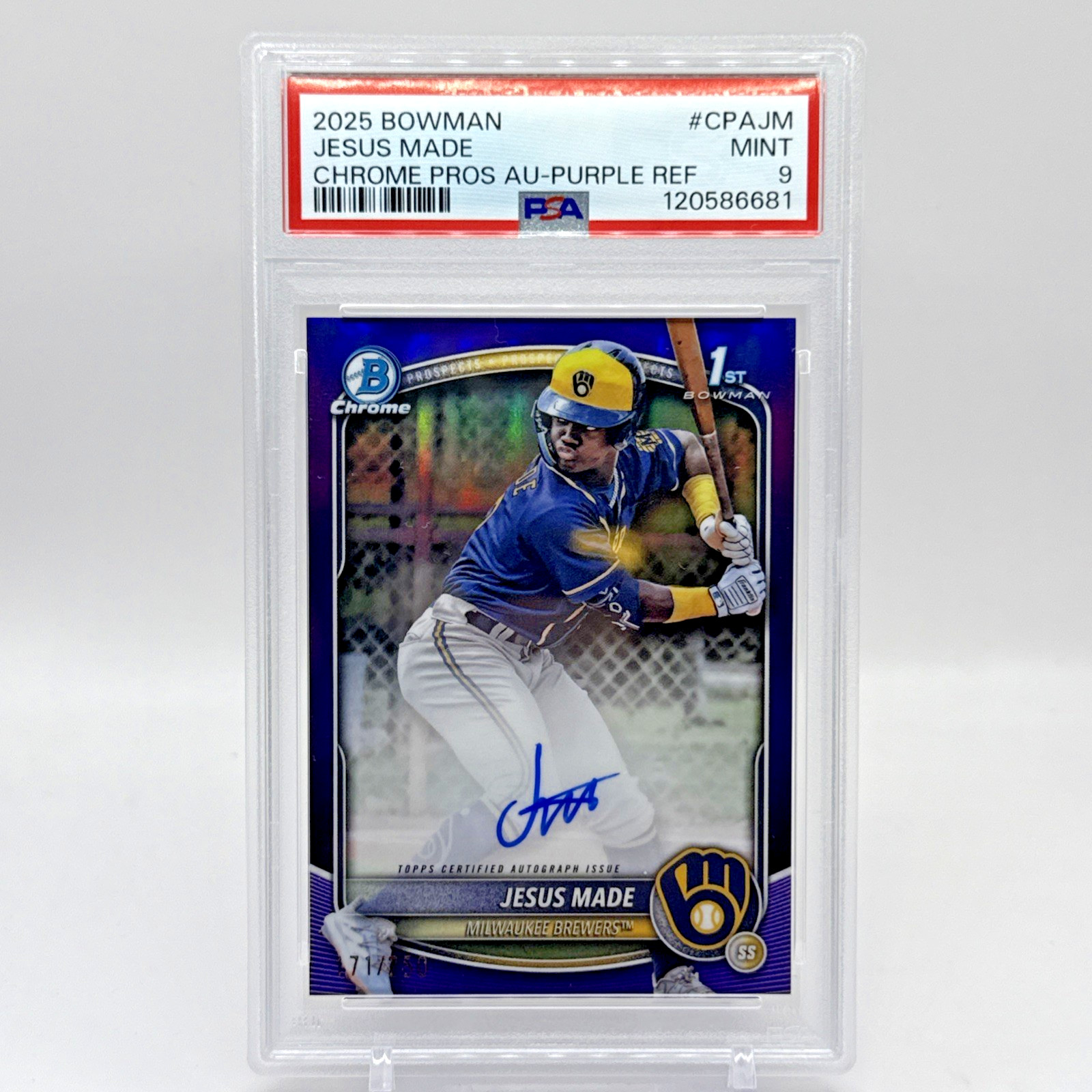 2025 Bowman Chrome Prospect Auto Purple Refractor /250 Jesus Made #CPA-JM