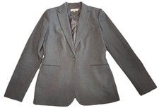 Calvin Klein Women s One Button Blazer Gray Stretch Lined Jacket Size 6