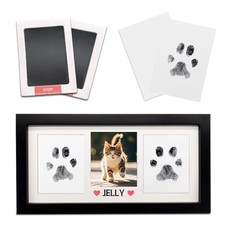 Paw Print Frame Kit for Dog Cat  Baby, Extra Large Wooden Memorial black