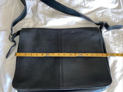 COACH Vtg LEGACY 5206 Full Flap XL BLACK Leather Messenger SEE PICTURES Heavy