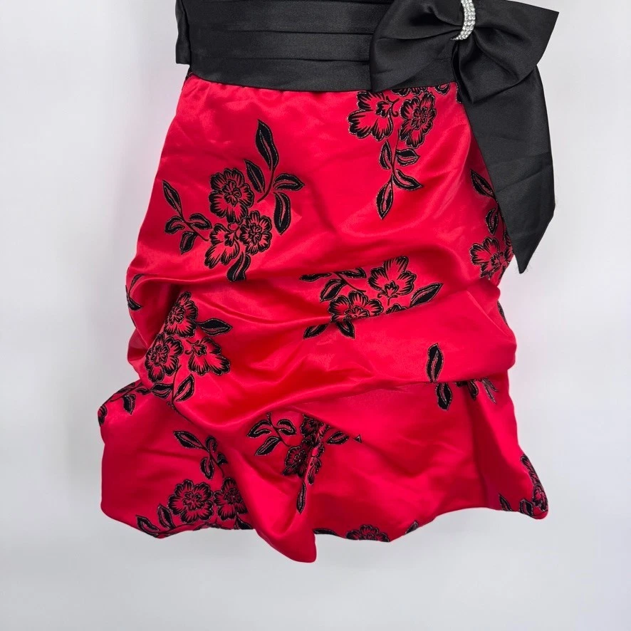 Vestido Formal Vintage My Michelle Niñas 10 Rojo Negro Lazo Terciopelo Festivo Vacaciones Foto 4 de 4