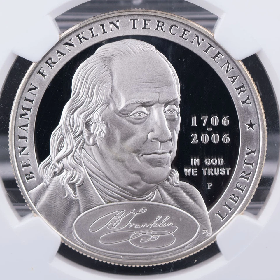 Certified 2006-P Silver $1 NGC PF69 Ultra Cameo Ben Franklin Founding Father  - Image 2 of 4
