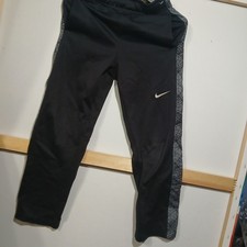 Nike Dri-FIT Kids Black Athletic Pants Geometric Side Stripe Size M