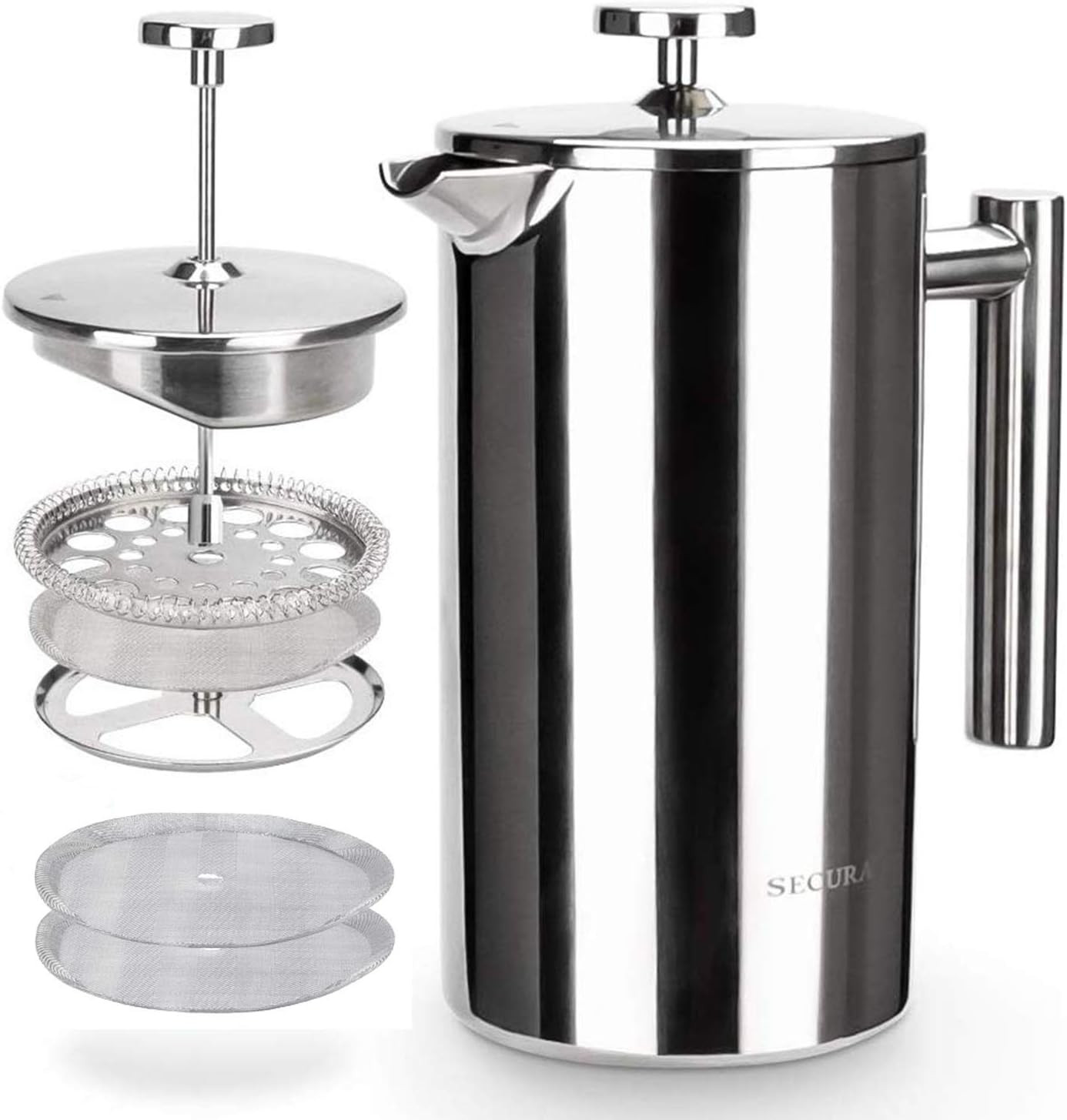 French Press Coffee Maker, 304 Grade Stainless Steel Insulated Coffee Press with