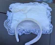 Beaded Faux Crystal Iridescent Sparkle Headband And Ring Bearer Pillow Wedding