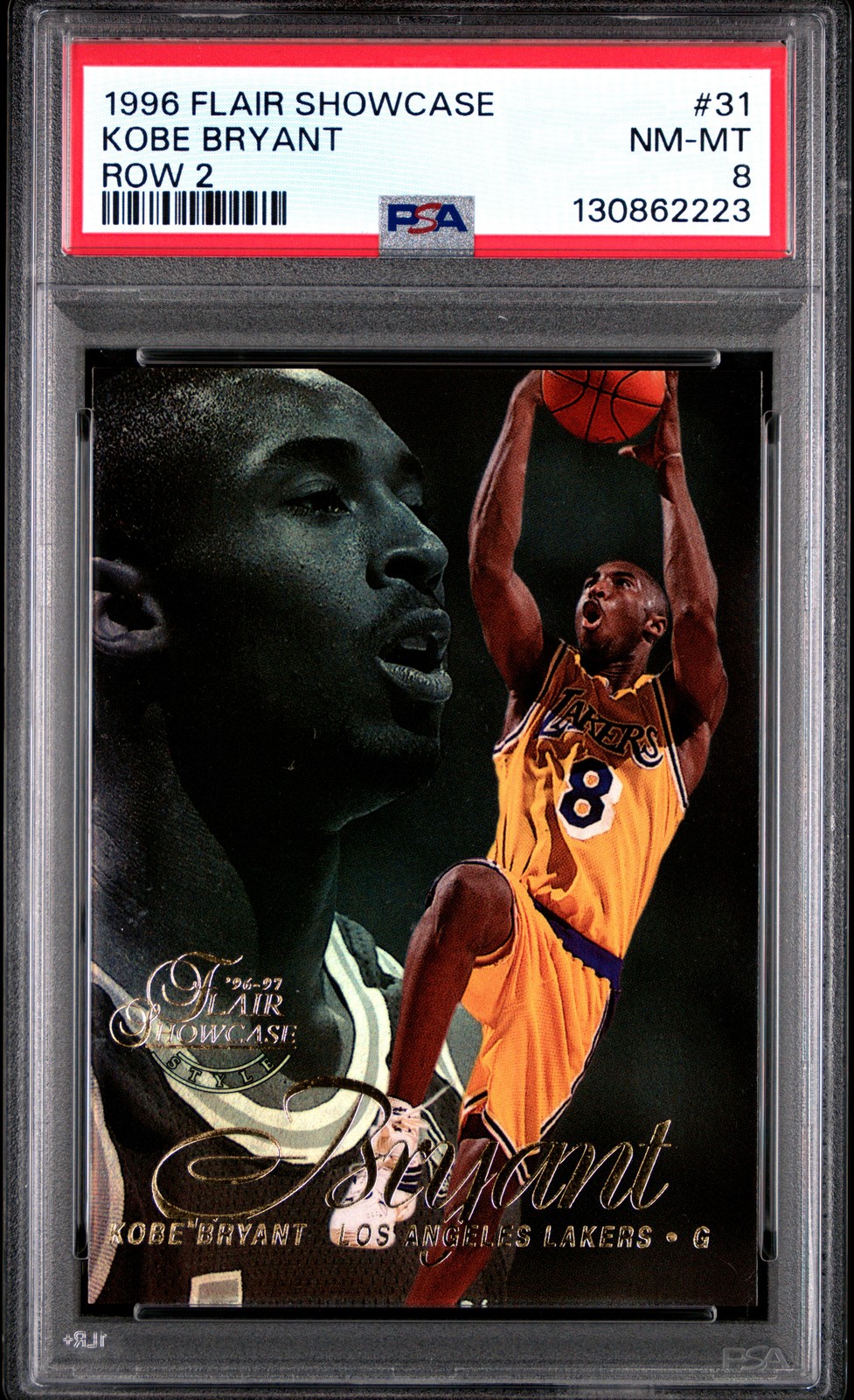 1996 Flair Showcase #31 Kobe Bryant Row 2 PSA 8