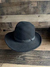Tilley Endurables Montana Fedora Size 7 Black  Earflaps Leather Band Wool