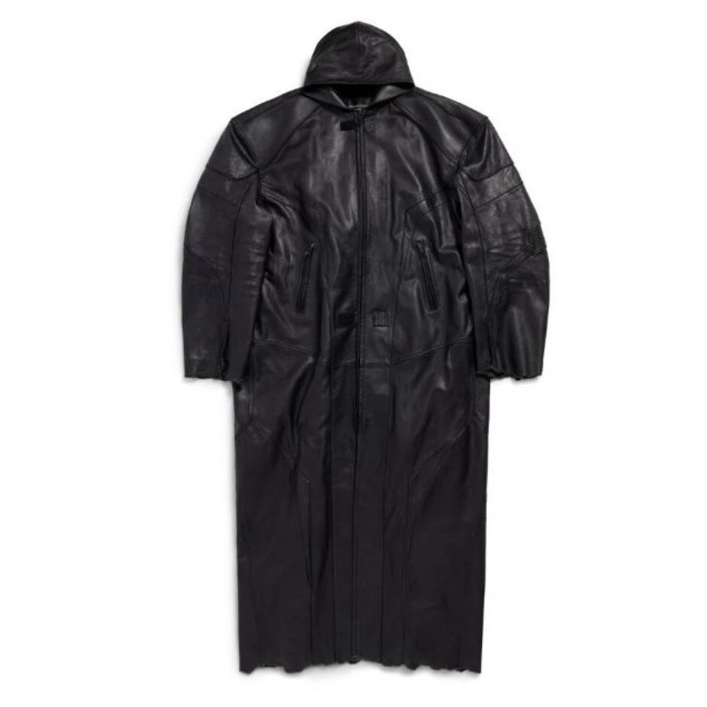 Balenciaga — Balenciaga Hooded Leather Biker Coat