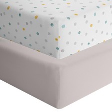Featherhead 2-Pack Fitted Crib Sheets 100 Cotton Jersey Grey Polka Toddler 52x2