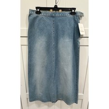 Vtg Liz Claiborne Lizwear Jeans Denim Maxi Skirt Light Wash Petite 10P NWT