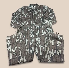 Vintage Liberty Coveralls Mens XL Trebark Camo Hunting Zip Front Overall USA 90s