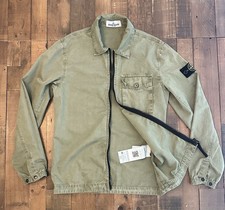 Giacca sovracamicia Stone Island junior tinta in capo zip autentica ottime condizioni salvia età 10
