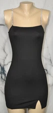 DIVIDED H & M Black LBD Mini Dress Small Jeweled Spaghetti Straps Unlined