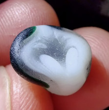Cool Green  White "Fleur de Lis" Multi - Real Davenport Beach Sea Glass