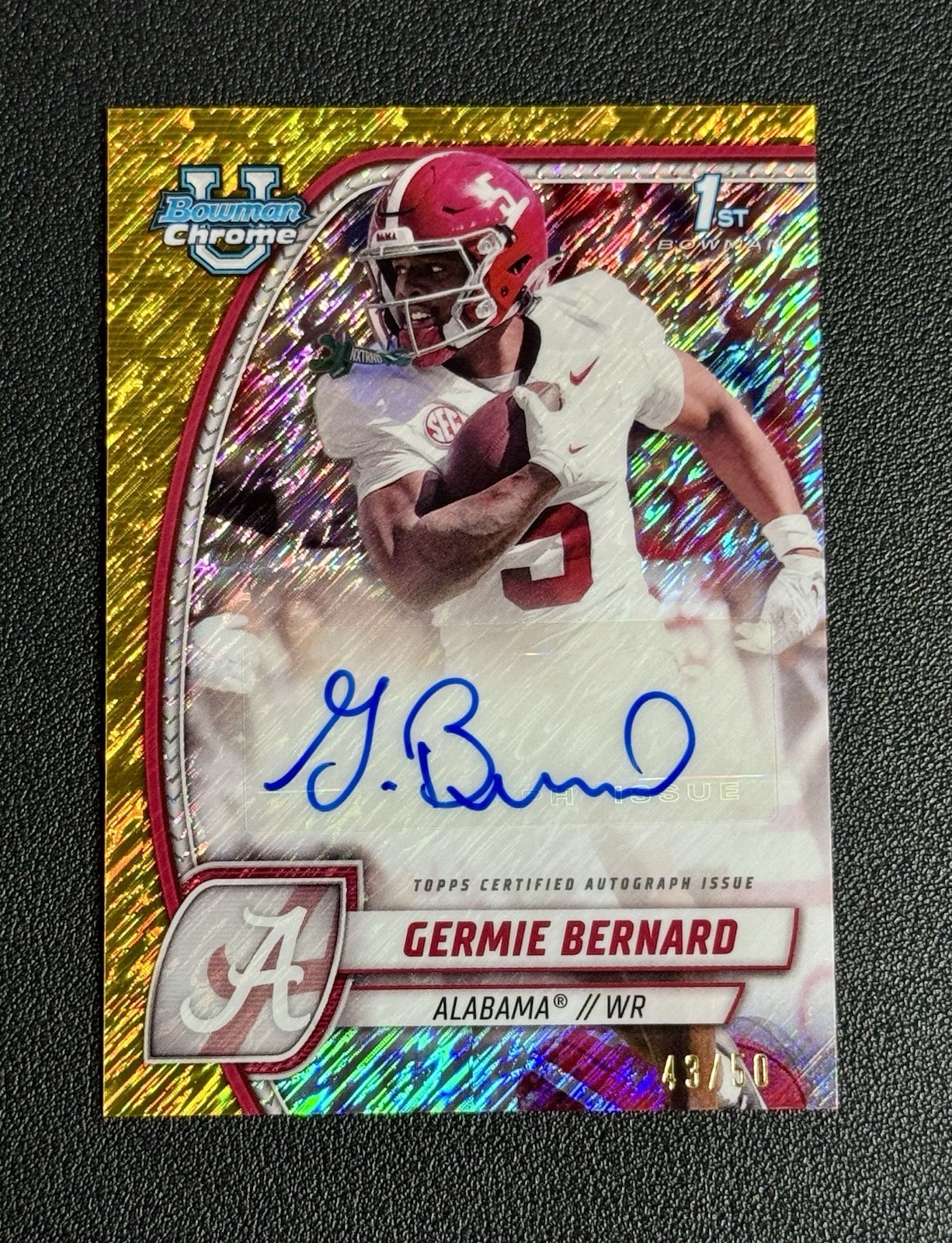 2024 Bowman Chrome University Germie Bernard Auto Gold Shimmer Refractor /50