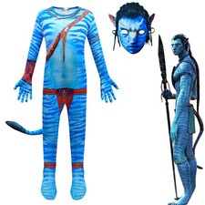 Avatar Kostüm Kinder Karneval Party Jumpsuit Junge Mädchen Bodysuit Satz Cosplay