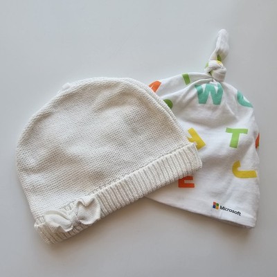 Cute Girl White Newborn Hats Microsoft Cotton Hat Knitted Hat Lot Of 2 