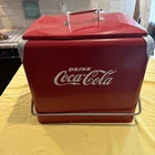 Vintage Drink Red Coca Cola Cooler Icebox Metal Action Mfg 1950-60’sMade in USA.