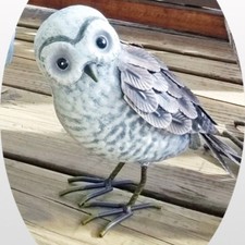 Hand Painted Metal Baby Barn Owl