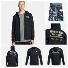 Project Rock Zip Hoodie XL Men's Black Under Armour Terry Heavy UA Hard Work New