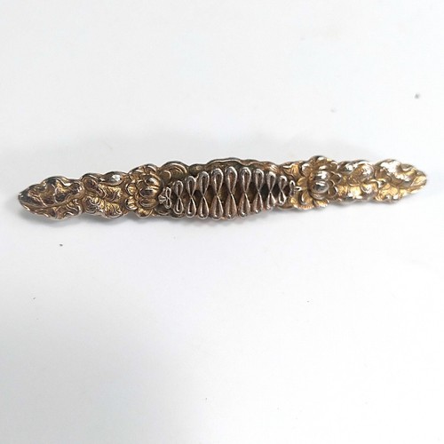 Gold Tone Freirich Bar Pin Brooch Collar Pin Victorian 2.5 Inches Long