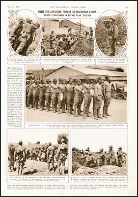 1937 ANTIQUE PRINT CHINA Japanese Forces Troops Tientsin (121)