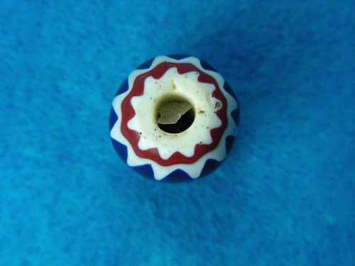 CHEVRON TRADE BEAD 3/4" WASHINGTON Authentic Indian Artifacts - Picture 4 of 8