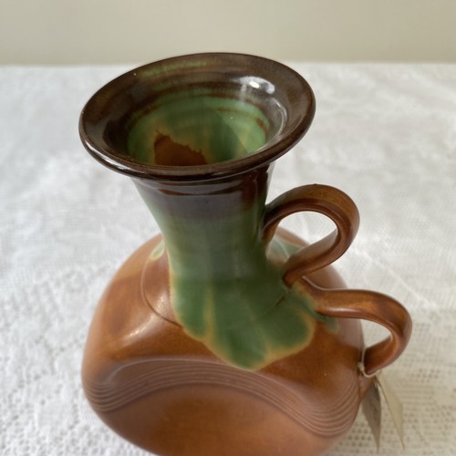 Brown & Blue/Green Drip Glaze Studio Art Pottery Squashed Front Jug Bottle Vase - Picture 11 of 11