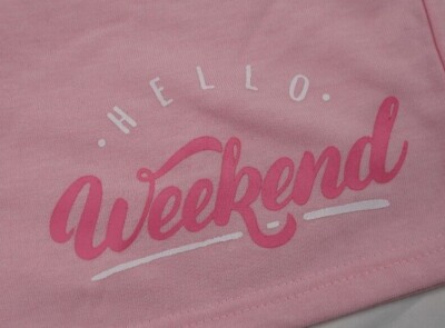 NWT Women's Pink Bobbie Brooks HELLO WEEKEND! Lounge Sleep Shorts Pick Size!