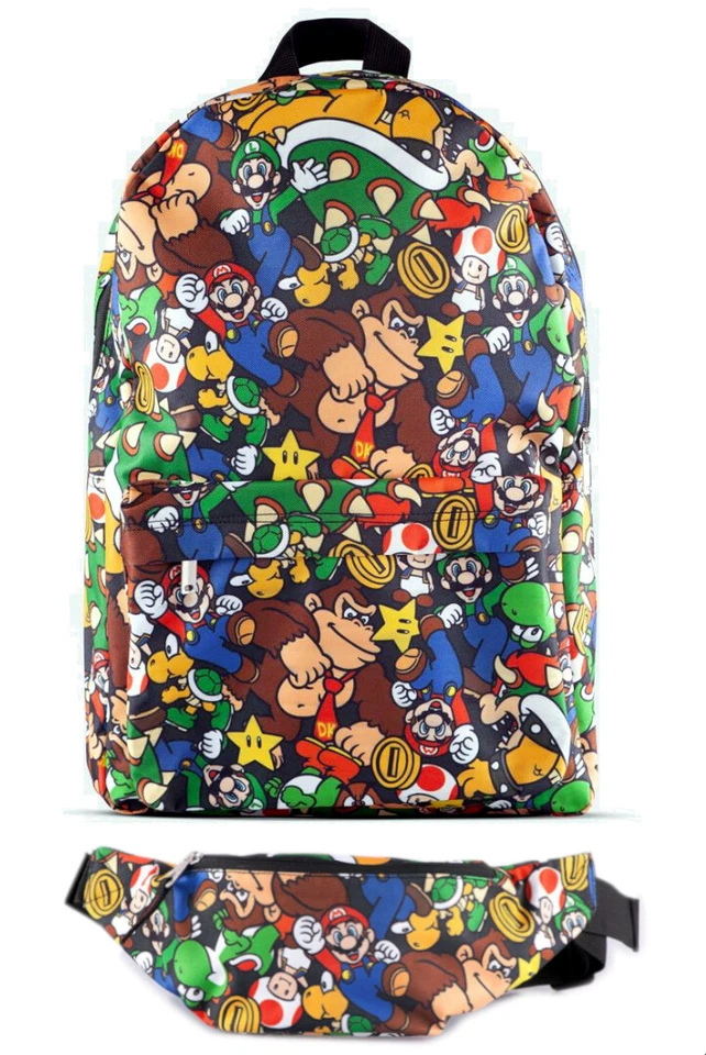 Difuzed Nintendo Backpack - Super Mario Characters + Belt Bag