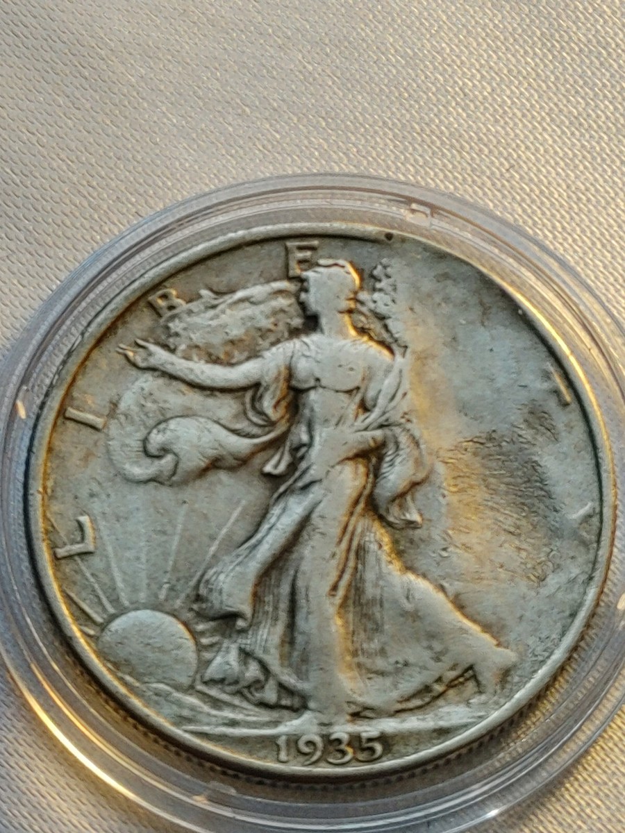 MASSIVE Strike Through ERROR 1935 P Walking Liberty Foreign Object