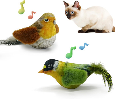 Cat Toys Chirping Tit 2 Pcs with Catnip Silvervine, Suitable for Cat Wand Toys, 