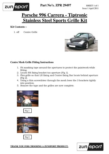 Porsche Carrera 996 (Tiptronic) – Mittelgrill, Silbern (1997 Bis 2002)-image