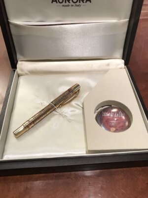 AURORA LEONARDO DA VINCI FOUNTAIN PEN 18kt GOLD NIB BOX AND DOCUMENTS CVCOL