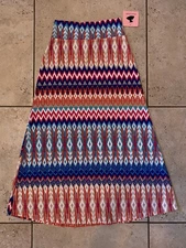 NWT Girls 10-12 Medium Maxi Skirt Colorful Print Amy's Closet PullOn Stretch NEW