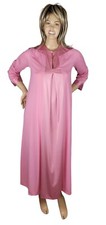 Vintage Vanity Fair Women's Two Tone Pink Long Nightgown Nylon Satin Sz 32 S/M