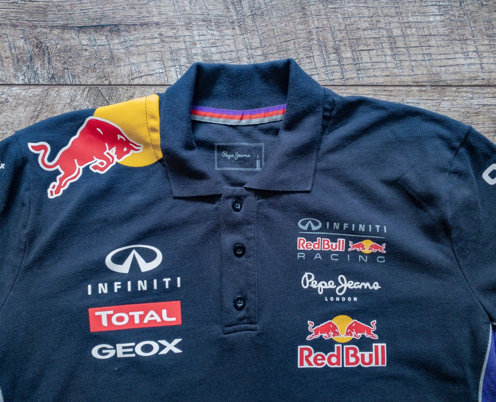 Pepe Jeans Red Bull Racing Formula One F1 Size L Large Navy Big Logo | eBay