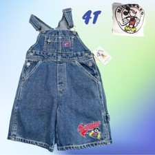 NWT VTG Disney Mickey  Co. Denim Shortalls with Genuine Mickey patch Sz 4T