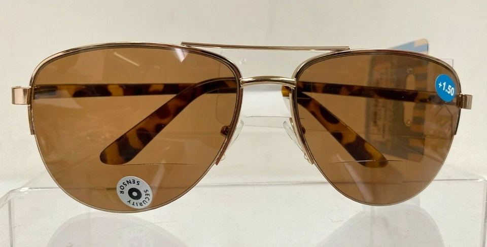 NOVO ÓCULOS VIENA +1.50 LEITORES DE SOL PREMIUM Óculos de Leitura Aviador Bi-Focal - Imagem 2 de 4