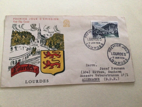 France 1954 Lourdes first day  Cover  A14247