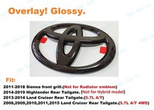 1pc Gloss Black Toyota Logo Overlay Emblem For Sienna Highlander Land Cruiser