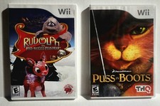 Rudolph The Red Nosed Reindeer & Puss In Boots - Nintendo Wii ~ Video Game Lot