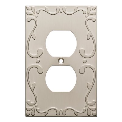 W35071-SNC Classic Lace Single Duplex Outlet Cover Plate Satin Nickel