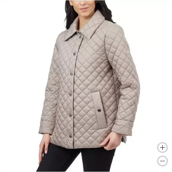 Chaqueta acolchada para mujer Anne Klein suave al tacto talla XL tostada $180 FFF327 NUEVA CON ETIQUETAS Foto 2 de 3