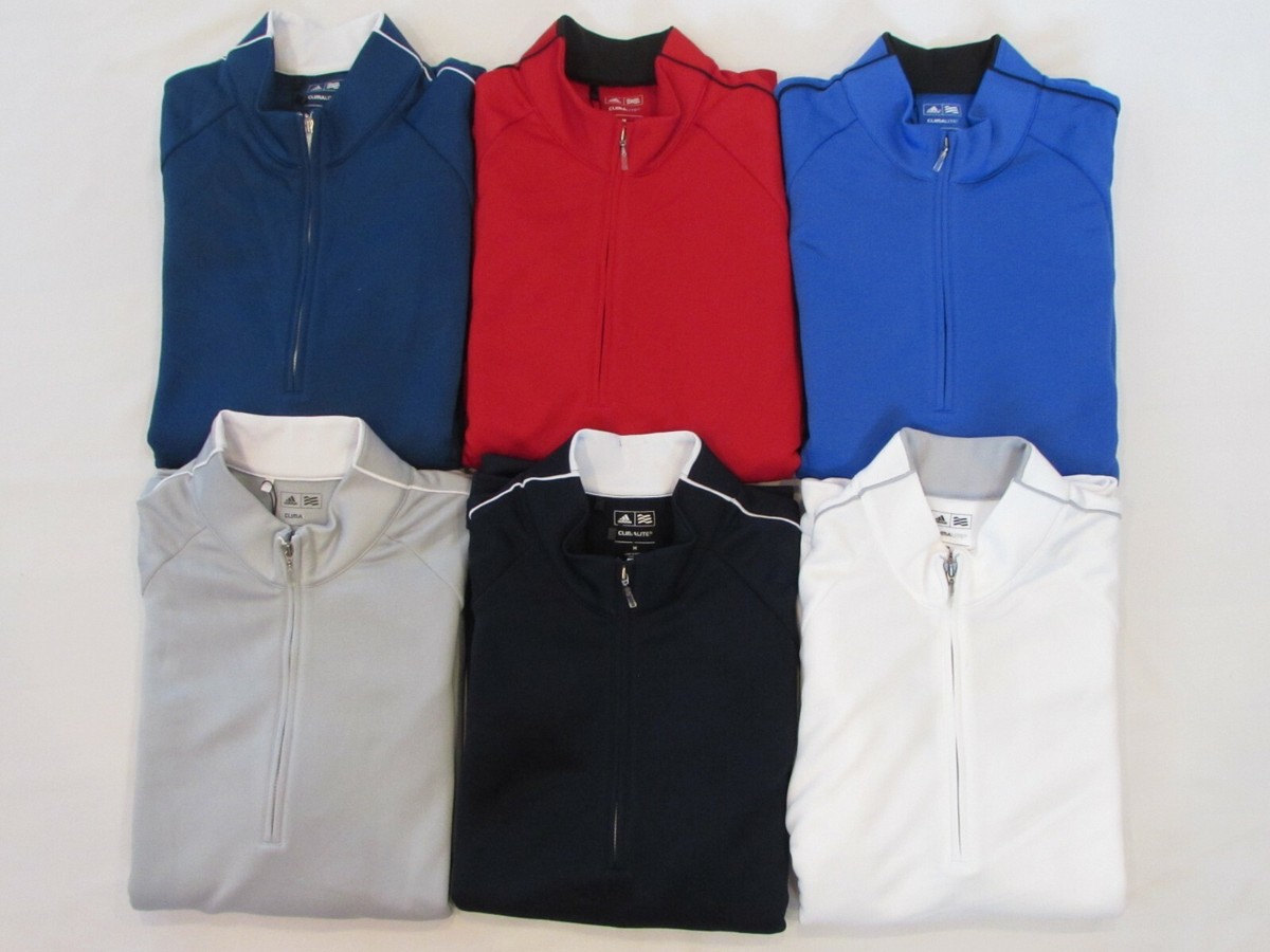 NEW MEN'S ADIDAS GOLF 3-STRIPES PIPED ¼ ZIP, PICK A COLOR