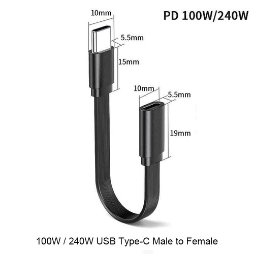 USB Type-C Male to Female 90° Right Angle Fast Charger Sync Charging Cable Data - Photo 14 sur 23