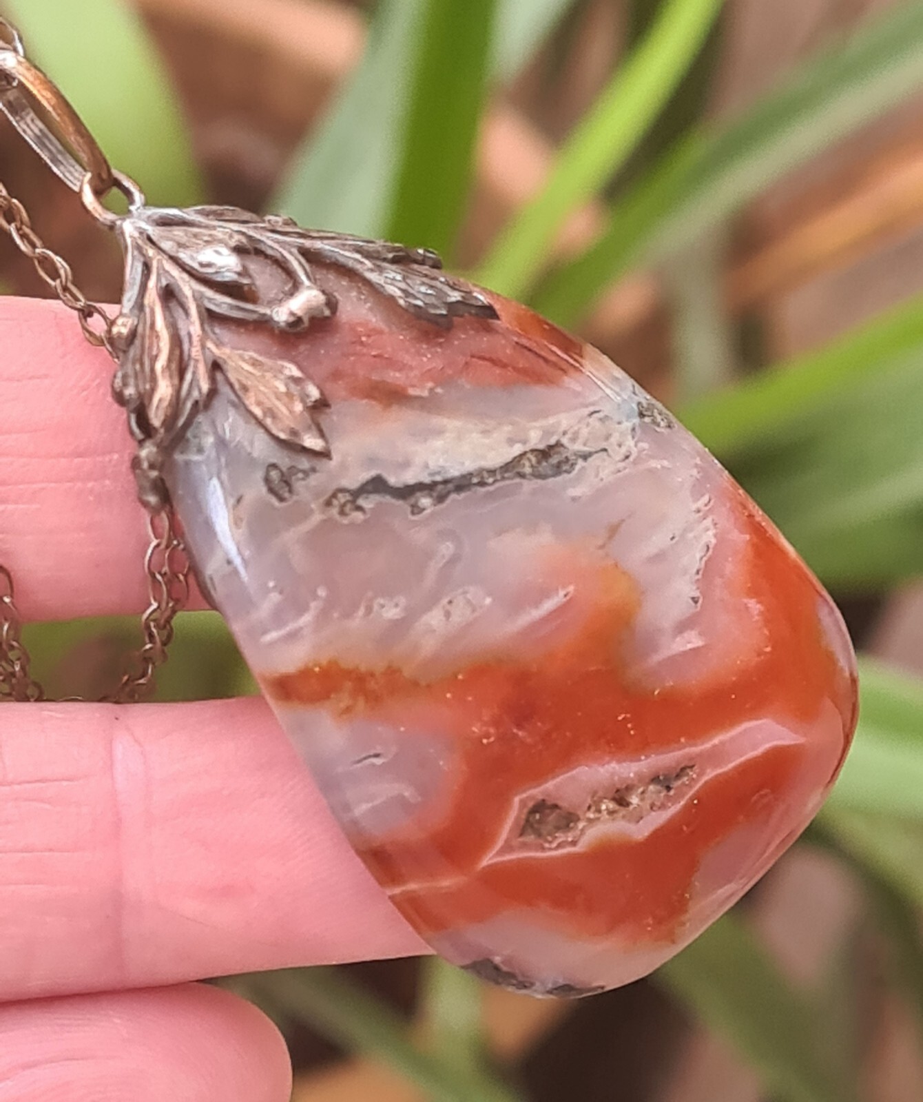 Attributed Bernard Instone Silver Moss Stone Neck… - image 8