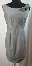 Bodycon dress, cocktail dress, scoop neck, gray, silky look, size M,cotton blend