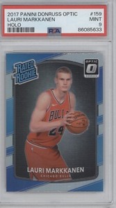 LAURI MARKKANEN 2017 Optic HOLO #159 Rookie RC PSA 9